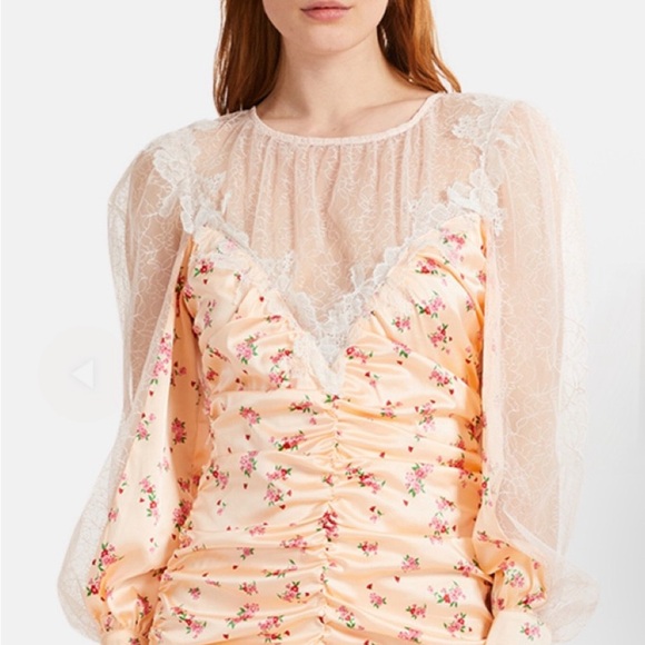For Love And Lemons Blush Floral Long Sleeve Dress - Picture 3 of 3